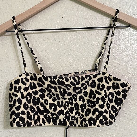 Something navy classic ribbed bandeau Ganache leopard print bikini - Picture 3 of 12